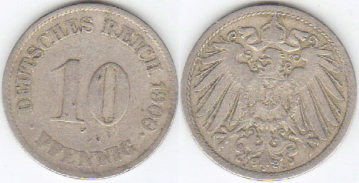 1900 J Germany 10 Pfennig A001855